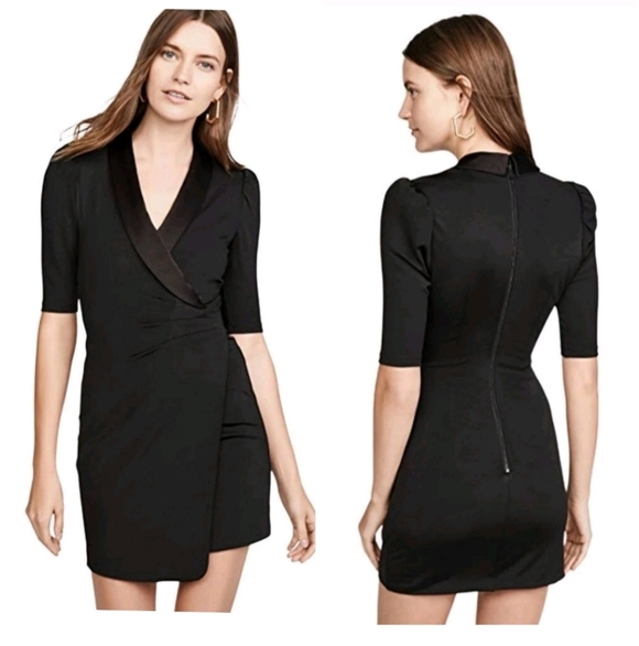 Alice + Olivia Dresses & Skirts - Alice + Olivia Remi Puff Sleeve Wrap Tuxedo Mini Dress Size 4